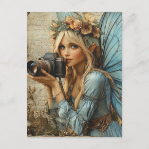 Carte Postale Fée avec une caméra Collage multimédia mixte