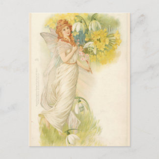 Carte Postale Fée blanche avec neige