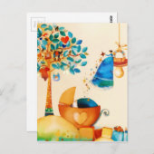 Carte Postale Fée Capriceuse Félicitations Nouveau-Né (Devant / Derrière)