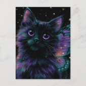 Carte Postale Fée Chat Noir Adorable (Devant)