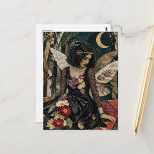 Carte Postale Fée Collage en techniques mixtes