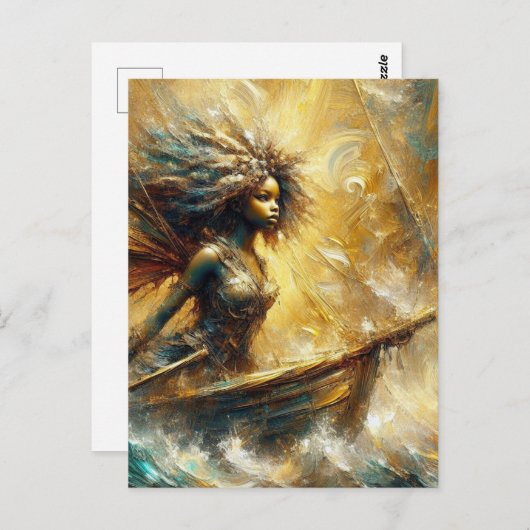 Carte Postale Fée dans un bateau (Devant / Derrière)