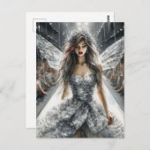 Carte Postale Fée dans un défilé de mode aquarelle (Devant / Derrière)