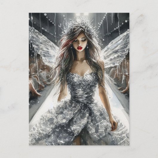 Carte Postale Fée dans un défilé de mode aquarelle (Devant)