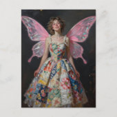 Carte Postale Fée dans une robe en patchwork (Devant)