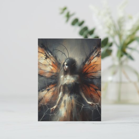 Carte Postale Fée dans une toile d'araignée (Debout devant)