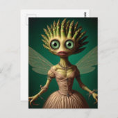 Carte Postale Fée d'Asperges Vertes en Rose (Devant / Derrière)