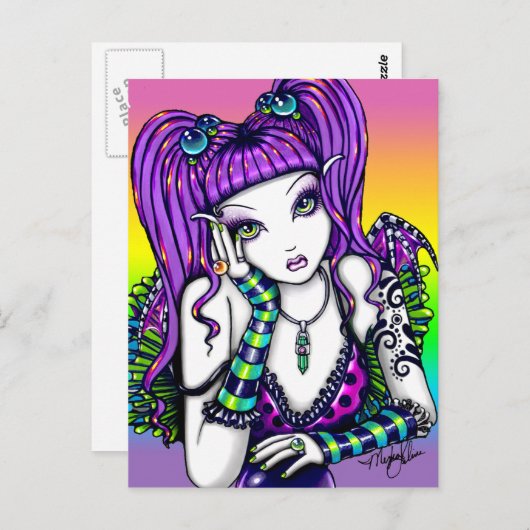 Carte Postale Fée de boule de cristal de l'arc-en-ciel céleste " (Devant / Derrière)