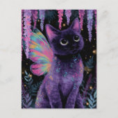 Carte Postale Fée de chat noir et violet adorable (Devant)
