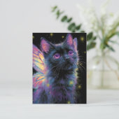 Carte Postale Fée de chat noir et violet adorable (Debout devant)