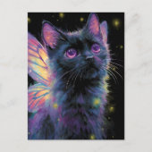 Carte Postale Fée de chat noir et violet adorable (Devant)