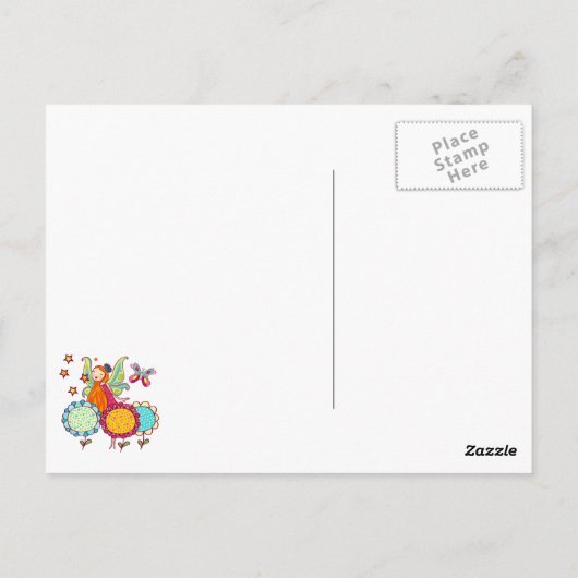 Carte Postale Fée de jardin avec des fleurs (Dos)