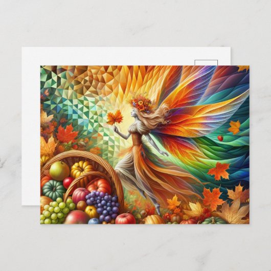 Carte Postale Fée de la récolte d'automne (Devant / Derrière)