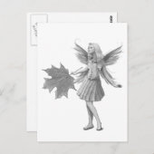 Carte Postale Fée de l'érable à sucre avec feuille (Devant / Derrière)