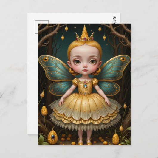 Carte Postale Fée de maïs jaune mignonne (Devant / Derrière)