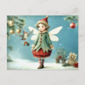 Carte Postale Fée de Noël avec oiseau (Devant)