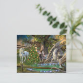 Carte Postale Fée de Noël Fantastique Licorne Dragon (Debout devant)