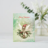 Carte Postale Fée de Noël mignonne sur un ornement (Debout devant)