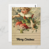 Carte Postale Fée de Noël rétro (Devant / Derrière)
