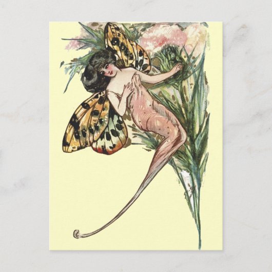 Carte Postale Fée de papillon Art nouveau vintage (Devant)