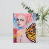 Carte Postale Fée de papillon monarque avec Héritier rose (Debout devant)