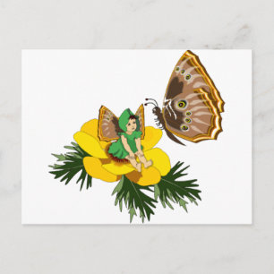 Carte Postale Fée de papillon vert
