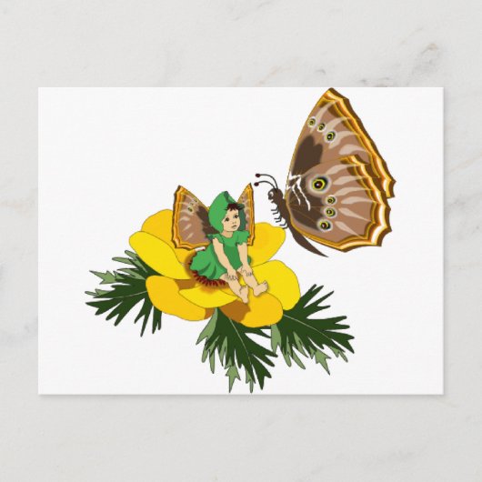 Carte Postale Fée de papillon vert (Devant)