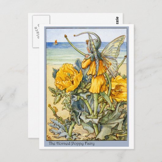 Carte Postale Fée de pavot à cornes (Devant / Derrière)