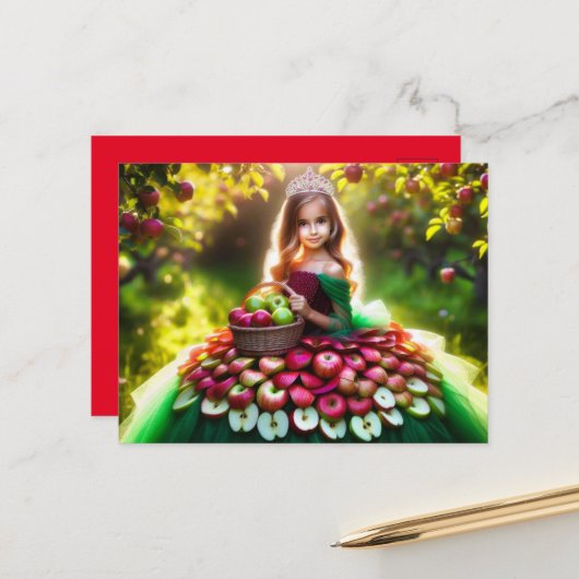 Carte Postale Fée de pomme (Devant/Arrière en situation)