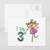 Carte Postale Fée de princesse rose (âge 3) (Devant / Derrière)