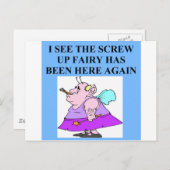 Carte Postale fée déconnée (Devant / Derrière)