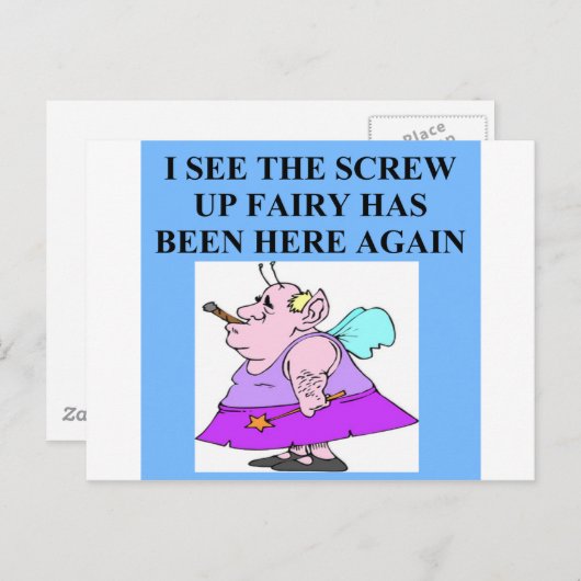 Carte Postale fée déconnée (Devant / Derrière)