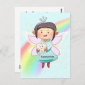 Carte Postale Fée des dents bleue poussière de fée arc-en-ciel p (Devant / Derrière)