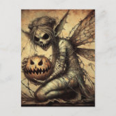 Carte Postale Fée d'Halloween foncé enveloppée dans fil barbelé (Devant)