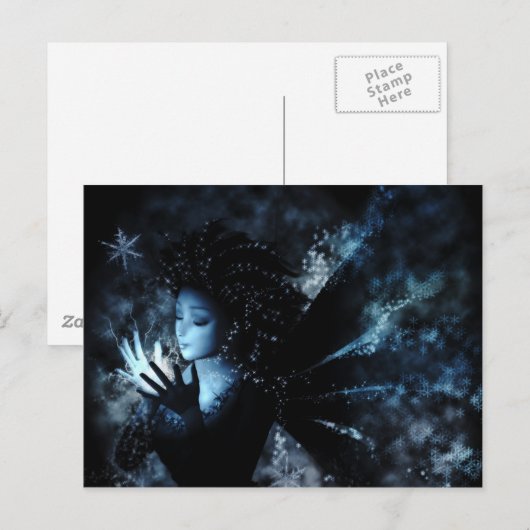 Carte Postale Fée d'hiver (Devant / Derrière)