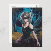 Carte Postale Fée en berceau dans la forêt (Devant / Derrière)