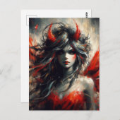 Carte Postale Fée en robe rouge (Devant / Derrière)