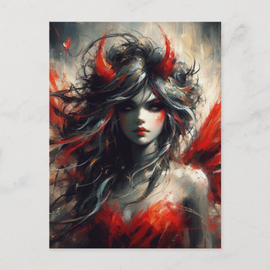 Carte Postale Fée en robe rouge (Devant)