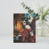 Carte Postale Fée en robe rouge Dark Fantasy (Debout devant)