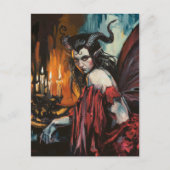 Carte Postale Fée en robe rouge Dark Fantasy (Devant)