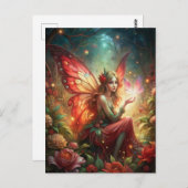 Carte Postale Fée en rouge (Devant / Derrière)