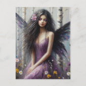 Carte Postale Fée en violet dans la forêt de Birch (Devant)