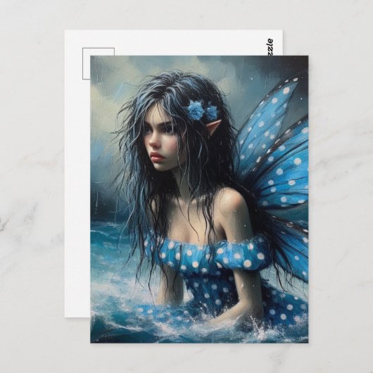 Carte Postale Fée ennuyée dans l'océan (Devant / Derrière)