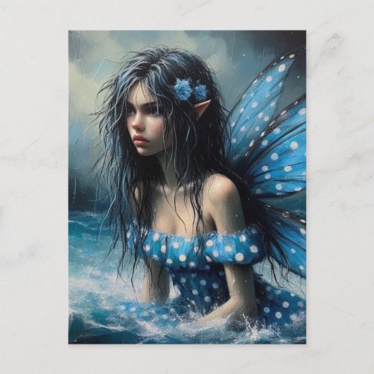 Carte Postale Fée ennuyée dans l'océan (Devant)