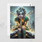 Carte Postale Fée enveloppée dans les lumières de Noël (Devant / Derrière)