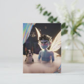 Carte Postale Fée et Boston Terrier ennuyés par l'heure du bain (Debout devant)