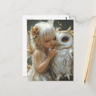 Carte Postale Fée et hibou adorables