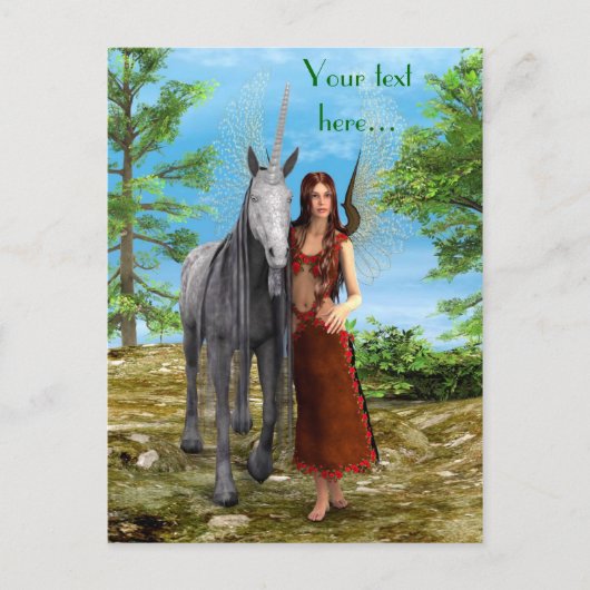 Carte Postale Fée et licorne (Devant)