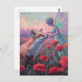 Carte Postale Fée et renard rouge (Devant / Derrière)