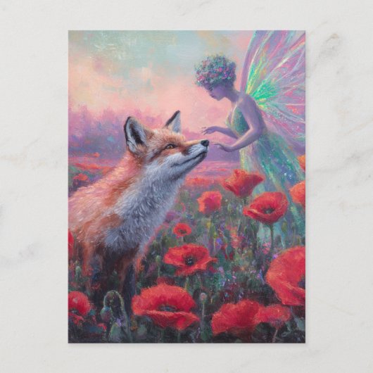 Carte Postale Fée et renard rouge (Devant)